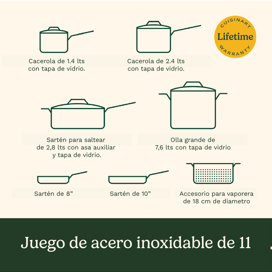 Set de Ollas de Acero Inoxidable de 11 piezas Chef ́s Classic™ de Cuisinart®
