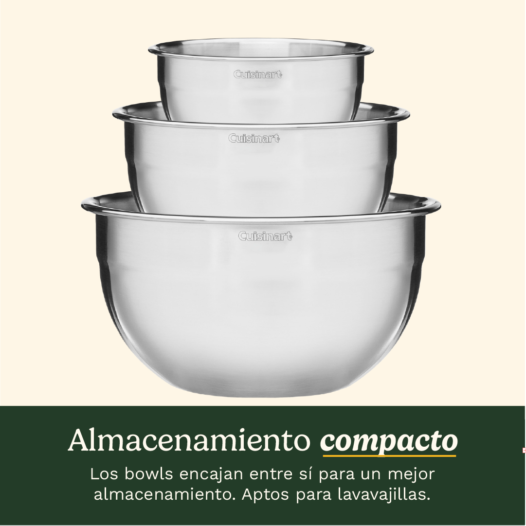 Bowls de acero inoxidable para mezclar de 3 piezas con tapa de Cuisinart®