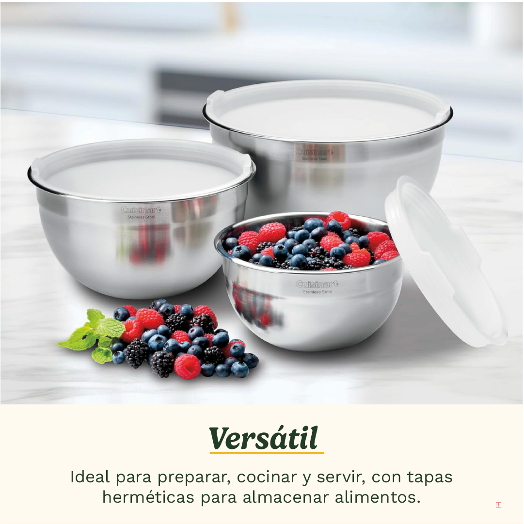Bowls de acero inoxidable para mezclar de 3 piezas con tapa de Cuisinart®
