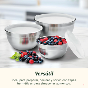 Bowls de acero inoxidable para mezclar de 3 piezas con tapa de Cuisinart®
